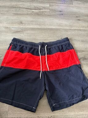 GAP Navy & Red Swim Trunks with White Drawcord